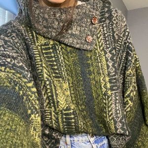 Green Sweater Poncho